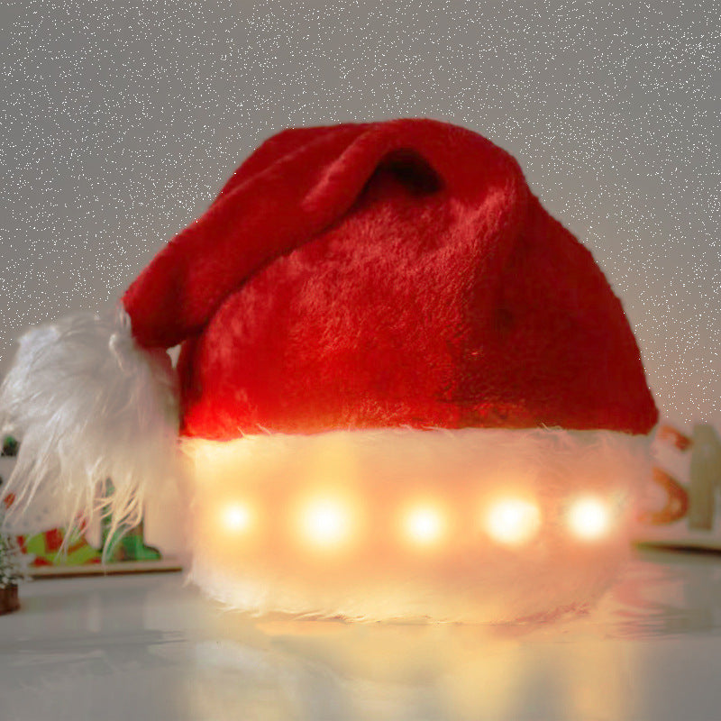 LED Santa Hat – Plush Christmas Light-Up Hat for Adults & Kids | Festive Holiday Decoration.