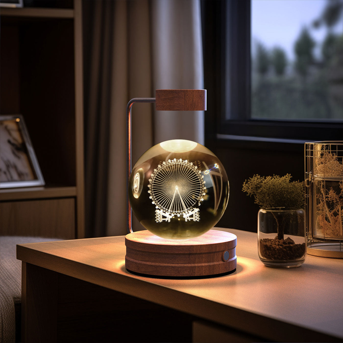 Crystal Ball Cosmic Dinosaur Indoor Night Light USB Power Warm Bedside Light Birthday Gift Night Lamp.