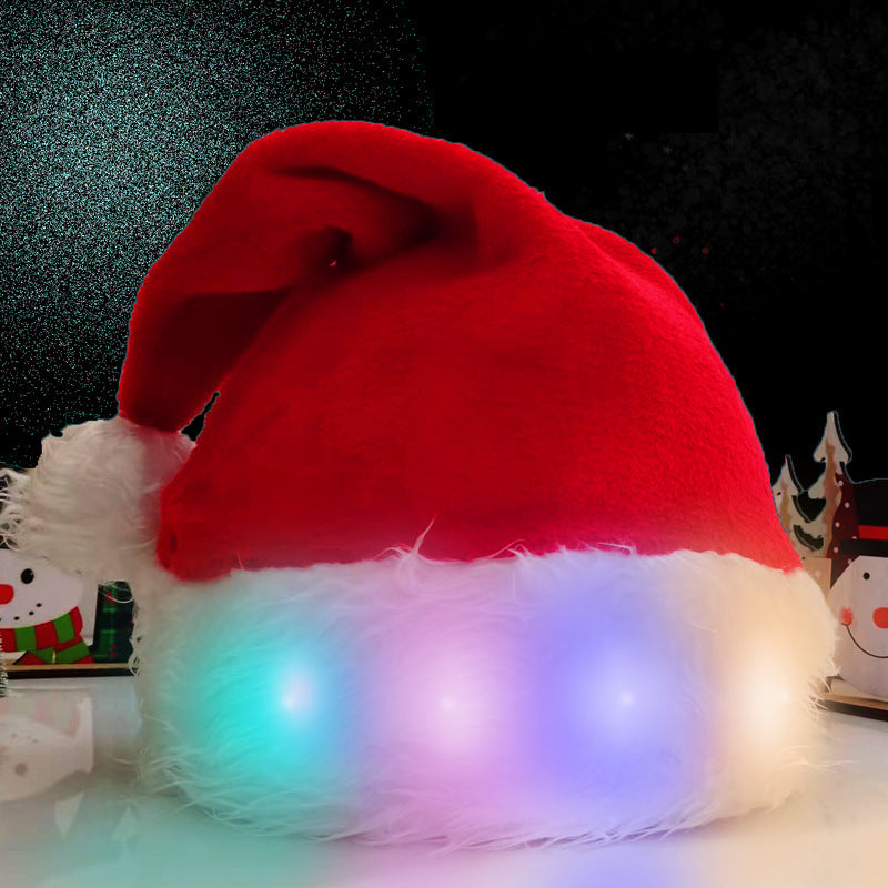 LED Santa Hat – Plush Christmas Light-Up Hat for Adults & Kids | Festive Holiday Decoration.