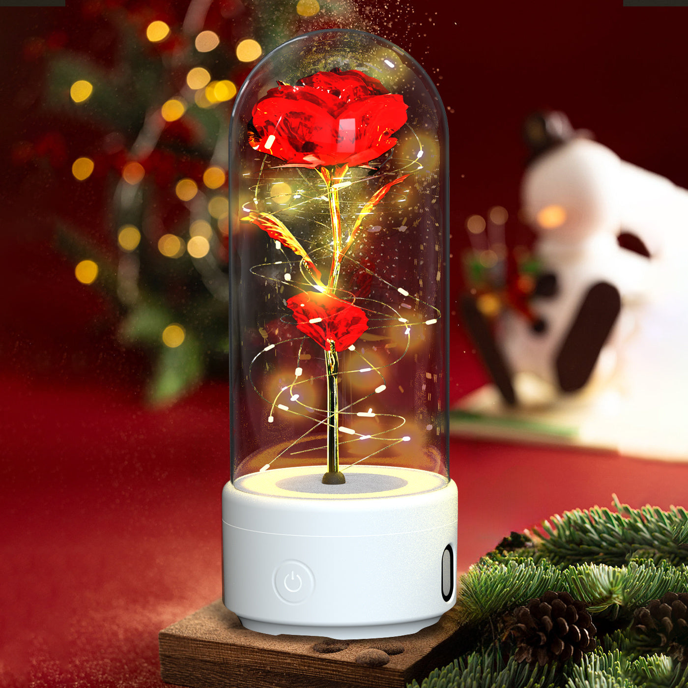 2-in-1 Eternal Rose LED Lamp and Bluetooth Speaker – A Romantic Gift for Special Occasions.