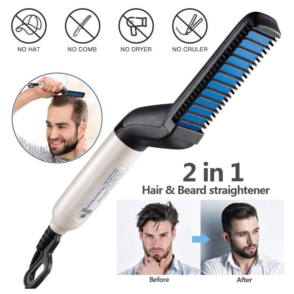 Electric Hair Straightener Brush,Men Quick Beard Straightener Styler Comb.