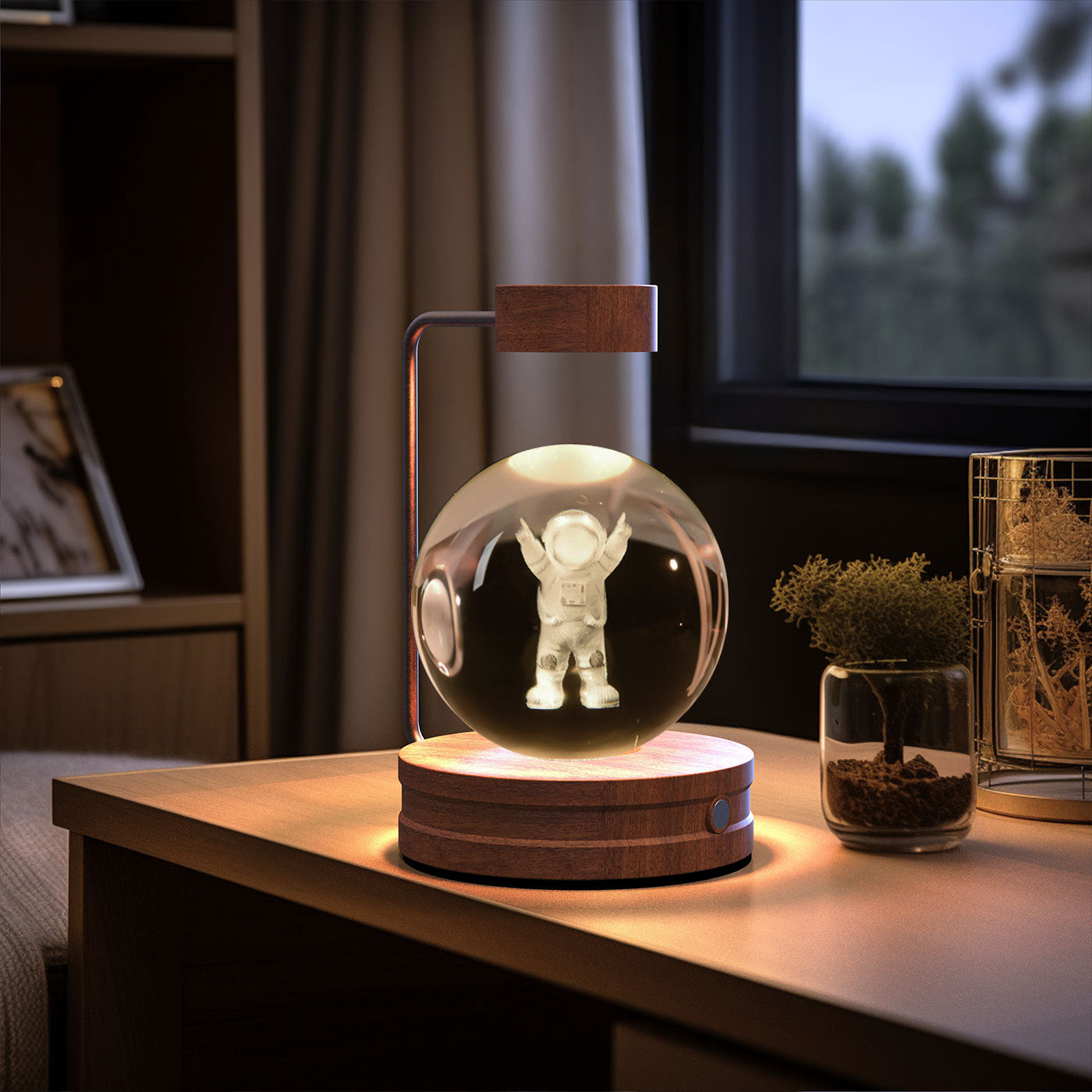 Crystal Ball Cosmic Dinosaur Indoor Night Light USB Power Warm Bedside Light Birthday Gift Night Lamp.