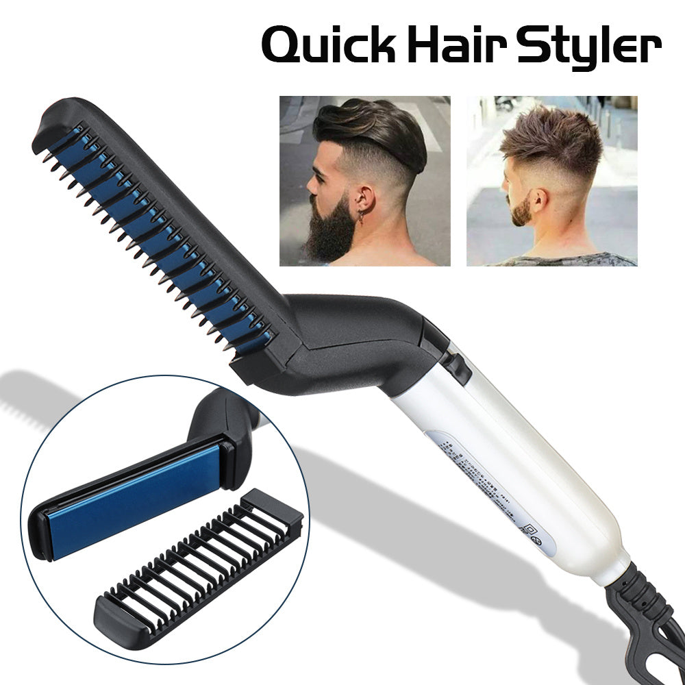 Electric Hair Straightener Brush,Men Quick Beard Straightener Styler Comb.