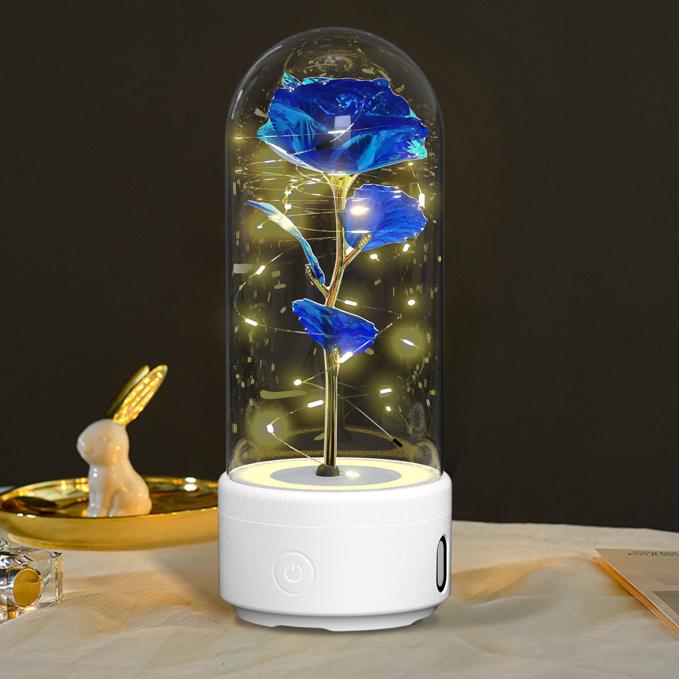 2-in-1 Eternal Rose LED Lamp and Bluetooth Speaker – A Romantic Gift for Special Occasions.