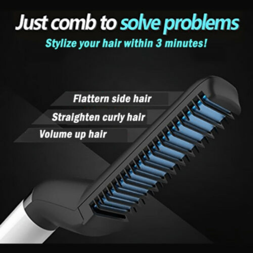 Electric Hair Straightener Brush,Men Quick Beard Straightener Styler Comb.