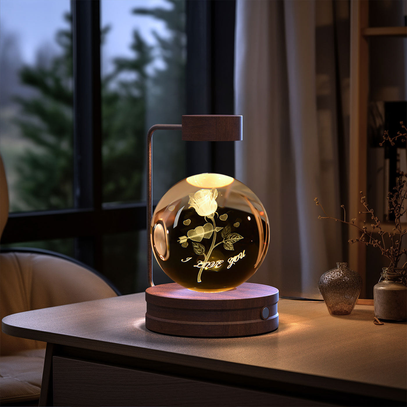 Crystal Ball Cosmic Dinosaur Indoor Night Light USB Power Warm Bedside Light Birthday Gift Night Lamp.