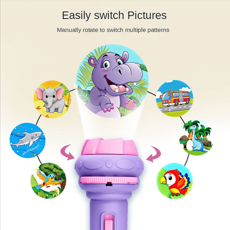 Cute Cartoon Creativity Toy Torch Lamp Flashlight Projector