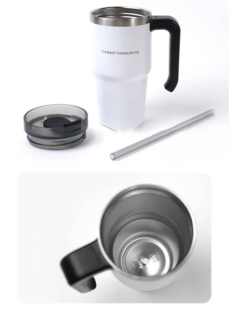 Portable Handle Stainless Steel Thermos Mug for Coffee Tumbler with Straw ,Water Bottle.