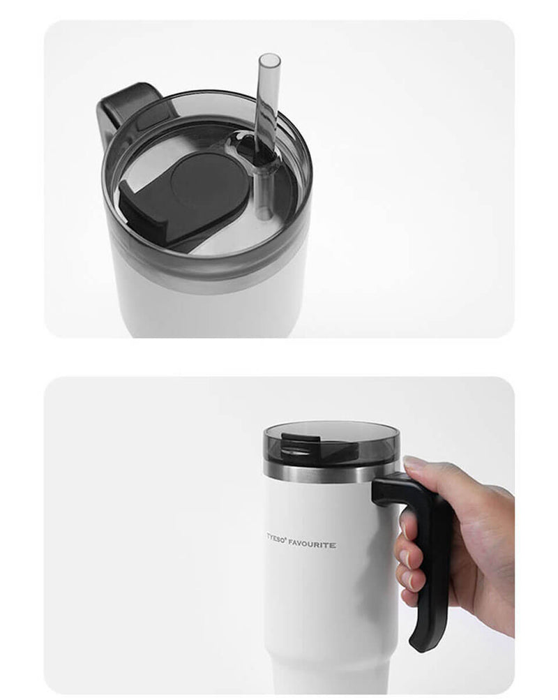 Portable Handle Stainless Steel Thermos Mug for Coffee Tumbler with Straw ,Water Bottle.