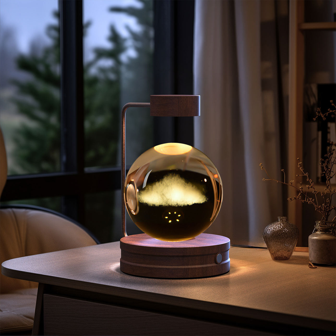 Crystal Ball Cosmic Dinosaur Indoor Night Light USB Power Warm Bedside Light Birthday Gift Night Lamp.