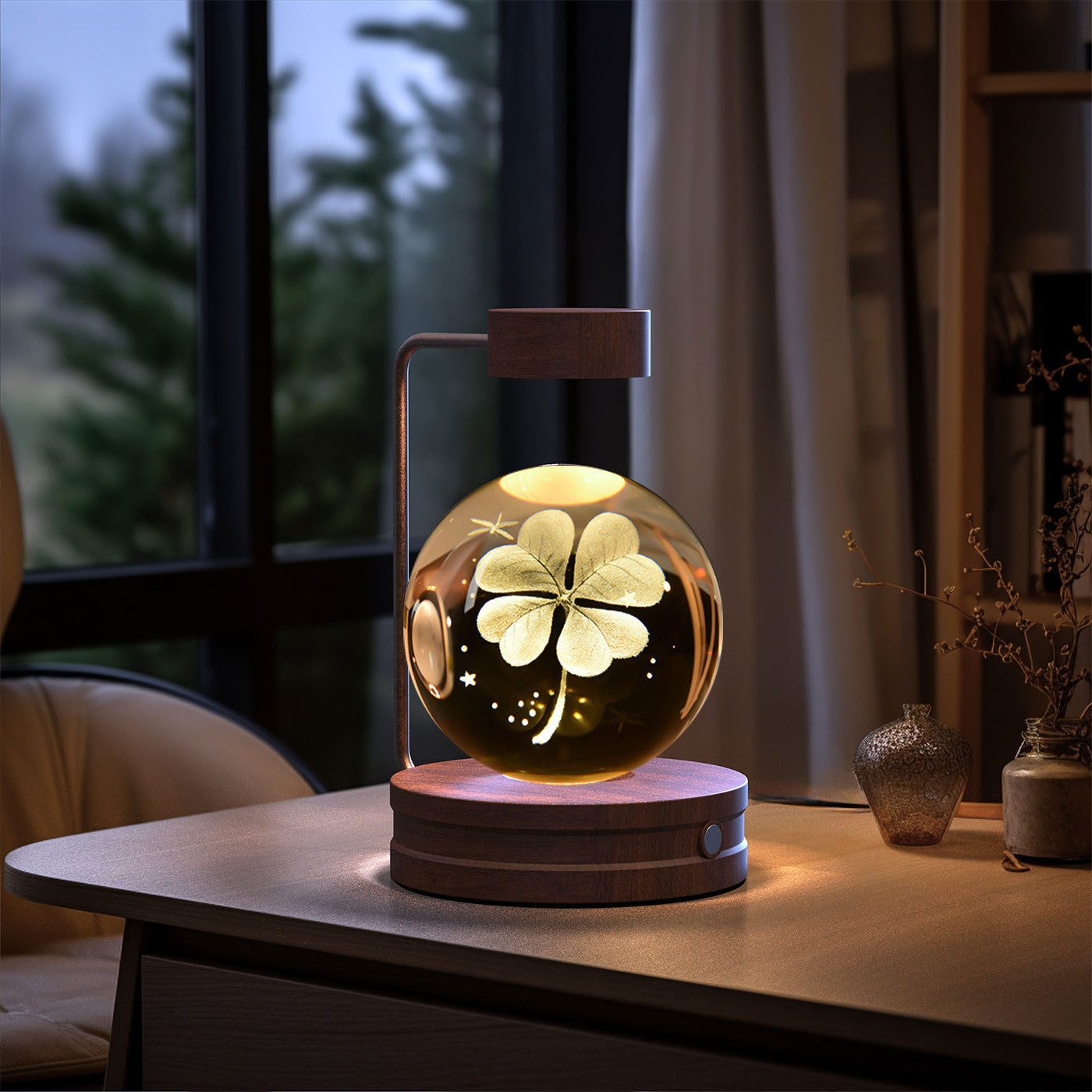 Crystal Ball Cosmic Dinosaur Indoor Night Light USB Power Warm Bedside Light Birthday Gift Night Lamp.