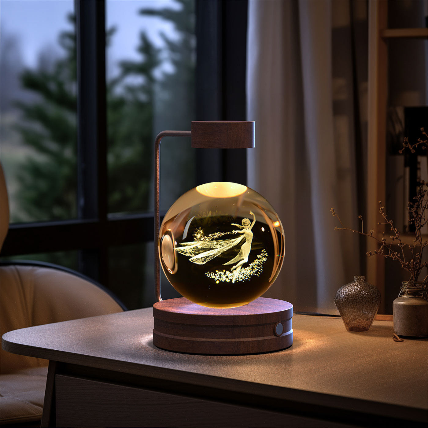 Crystal Ball Cosmic Dinosaur Indoor Night Light USB Power Warm Bedside Light Birthday Gift Night Lamp.