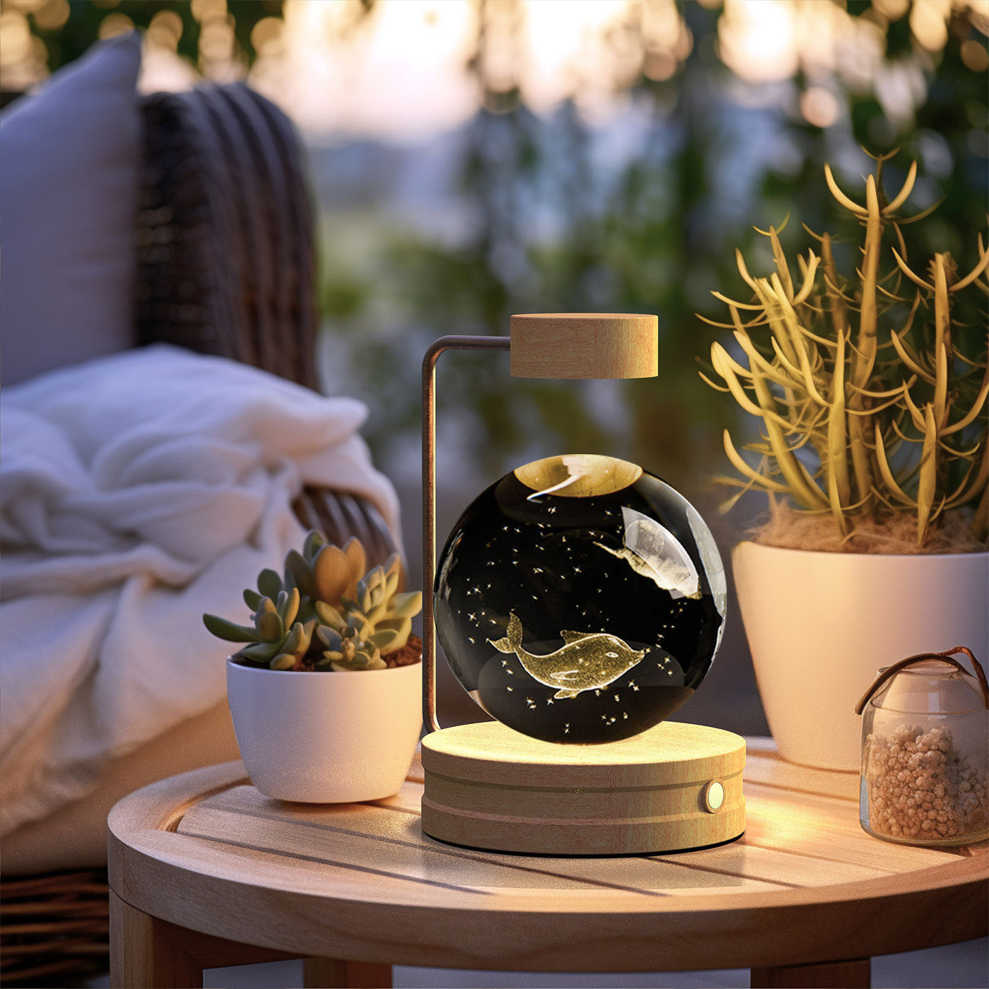 Crystal Ball Cosmic Dinosaur Indoor Night Light USB Power Warm Bedside Light Birthday Gift Night Lamp.