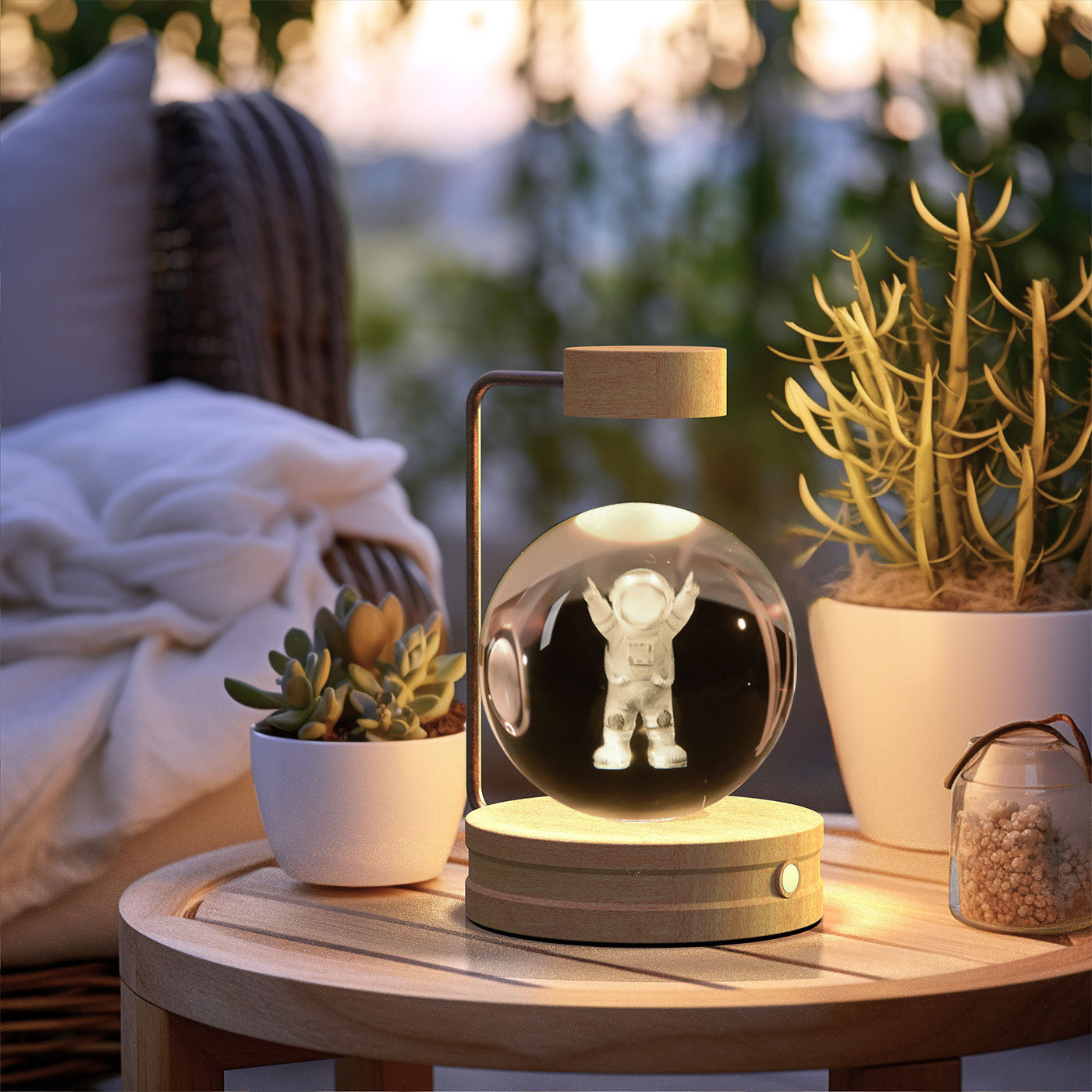 Crystal Ball Cosmic Dinosaur Indoor Night Light USB Power Warm Bedside Light Birthday Gift Night Lamp.