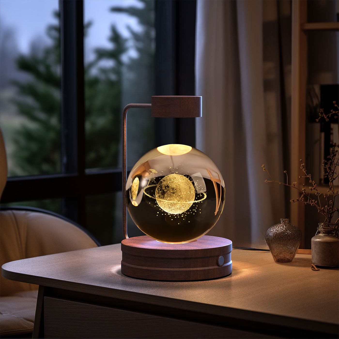 Crystal Ball Cosmic Dinosaur Indoor Night Light USB Power Warm Bedside Light Birthday Gift Night Lamp.