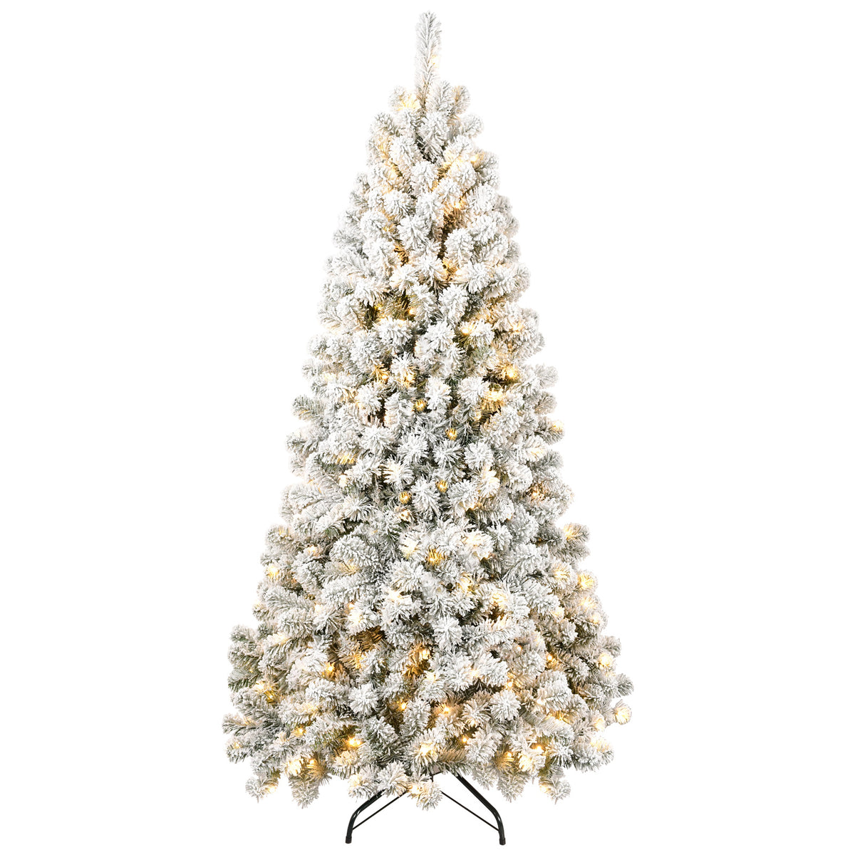 5FT Pre-Installed Flocked Christmas Tree - Perfectly Fluffy, Shaped, and Illuminated for Your Holiday Décor.