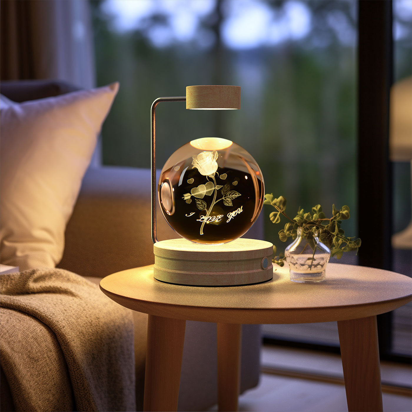 Crystal Ball Cosmic Dinosaur Indoor Night Light USB Power Warm Bedside Light Birthday Gift Night Lamp.