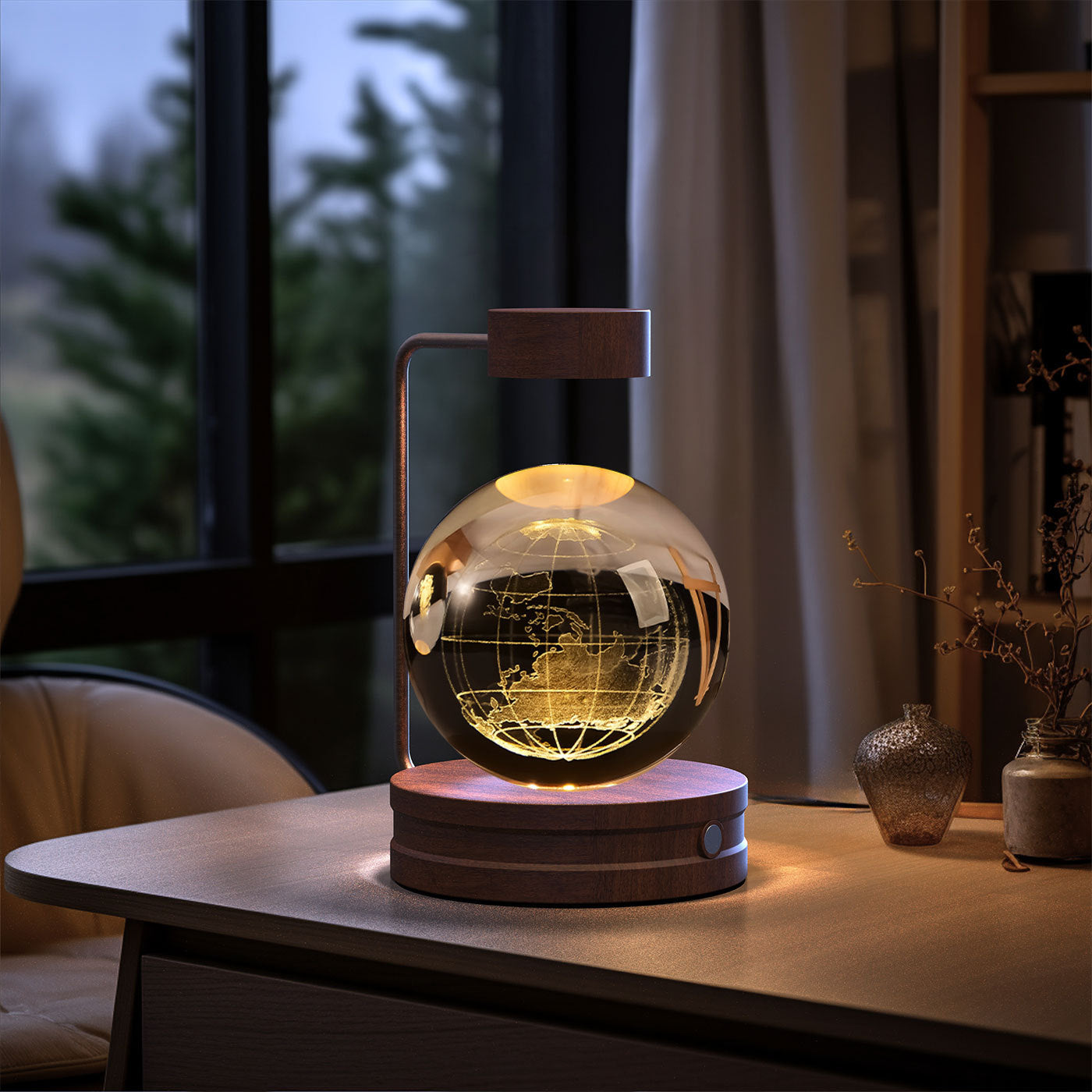 Crystal Ball Cosmic Dinosaur Indoor Night Light USB Power Warm Bedside Light Birthday Gift Night Lamp.