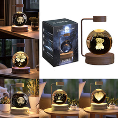 Crystal Ball Cosmic Dinosaur Indoor Night Light USB Power Warm Bedside Light Birthday Gift Night Lamp.