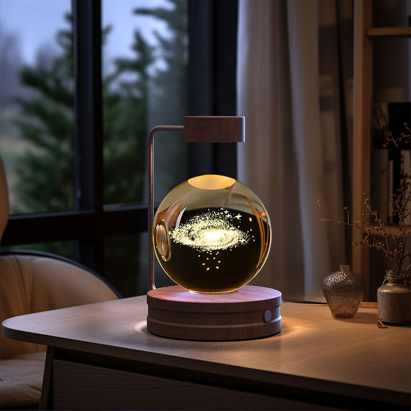 Crystal Ball Cosmic Dinosaur Indoor Night Light USB Power Warm Bedside Light Birthday Gift Night Lamp.