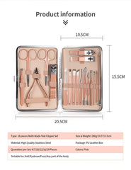 Stainless Steel Manicure and Pedicure Set, Portable Makeup Tools with Scissors, Nail Clippers and Eagle Hook